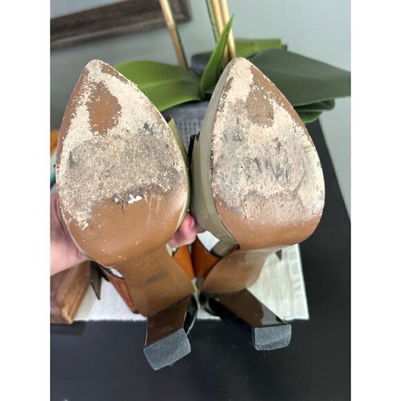 Marni Leather Colorblock Peep Toe Sandals Multicolor Womens Size 36.5 - Picture 9 of 11